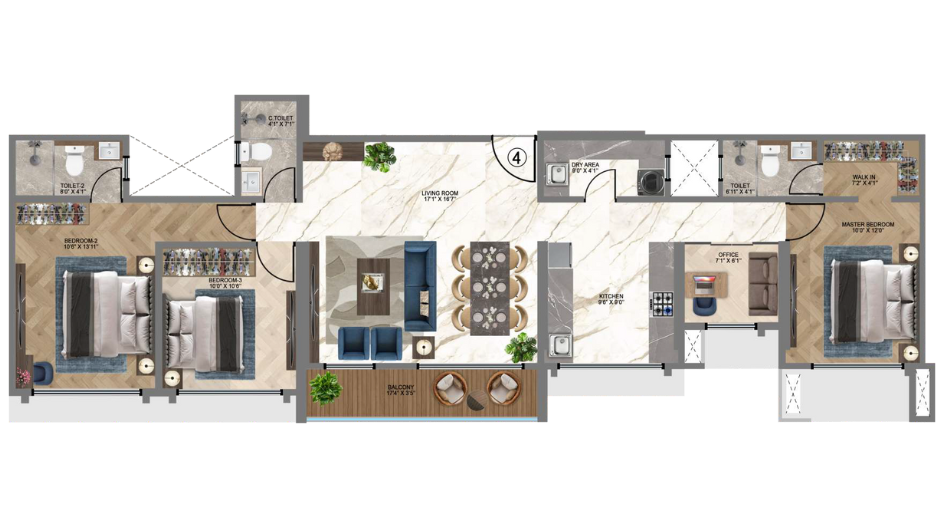 HS-Heritag-Floor-Plan-Wing-A-1162-Sqft