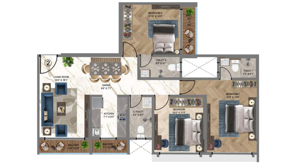 HS-Heritag-Floor-Plan-Wing-A-927-Sqft