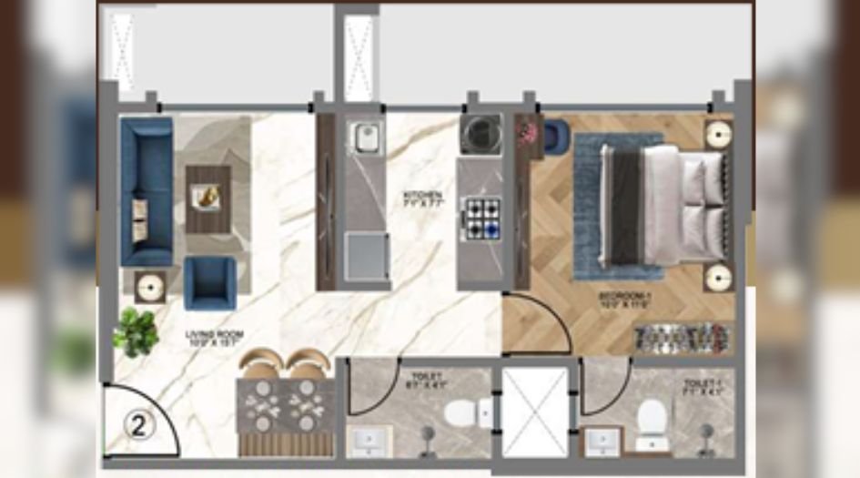 HS-Heritage-1BHK-421-sqft-unit-plan